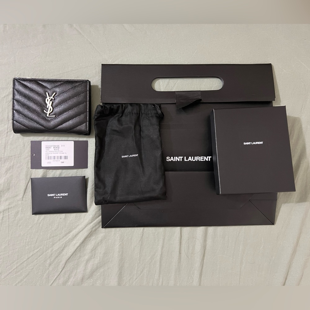 Saint Laurent - YSL Monogram Quilted Grain Wallet (Grain de Poudre Techno)